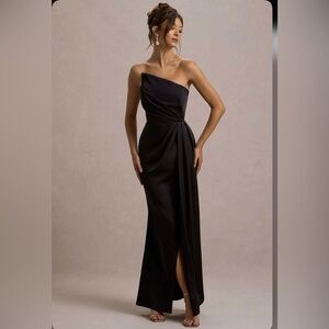Club London CAIRO 
BLACK SATIN STRAPLESS MAXI DRESS NWT
wedding guest dress
